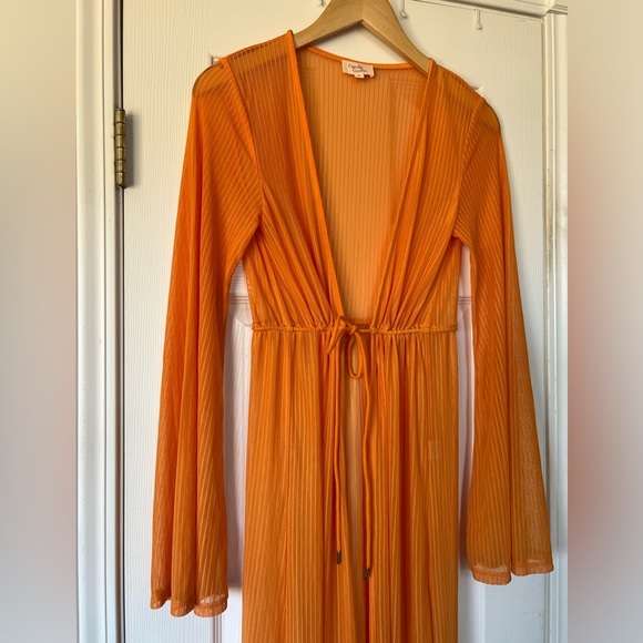Camila Coelho Nikki Robe Cover Up Orange Bikini Cover small - Picture 5 of 9